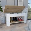 Tuhome Austin Storage Table, One Extendable Table Shelf, Four Legs, Lower Shelf, Light Oak/White ZDB7104